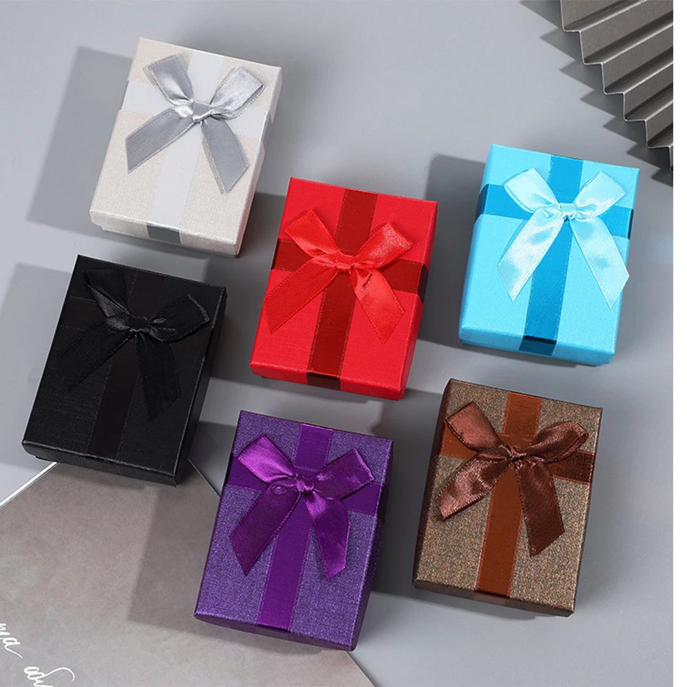 

DIY Rings Jewelry Gift Bow Boxes 7x9x3cm Paper Cardboard Storage Case 20-Pack Bulk Double Box Wedding Bitthday Valentine'day