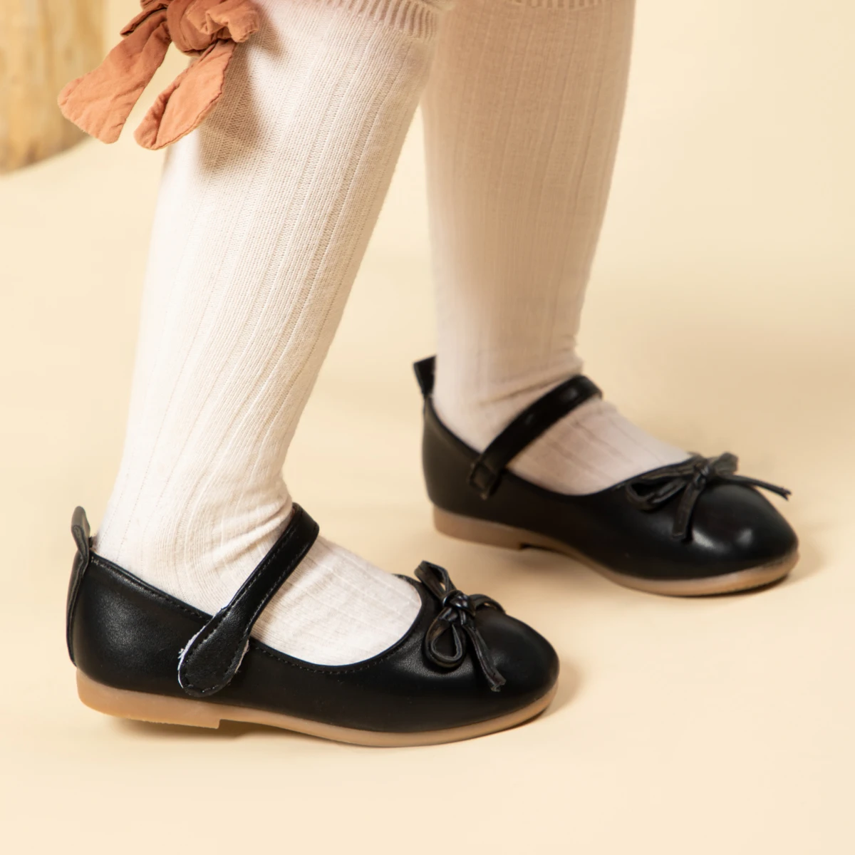 2024 Casual Princess Kids PU Leather Girls Shoes Black Bowknot Decor Mary Jane Non-slip Rubber Sole Girls Children\'s Shoes Flats