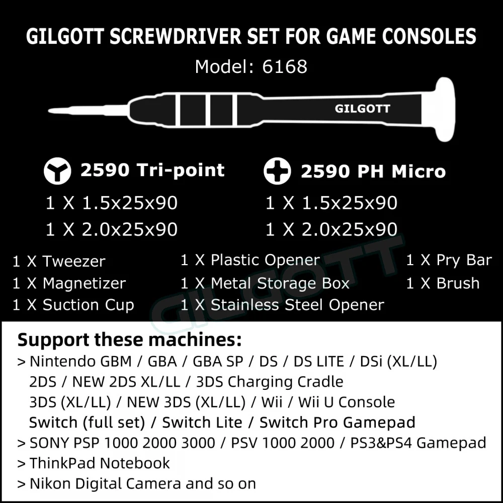 11PCS in 1 Professional Phillips Cross Triwing Tri-point Screwdriver Tool Set for Nintendo Switch OLED Lite NS Pro Joycon WiiU