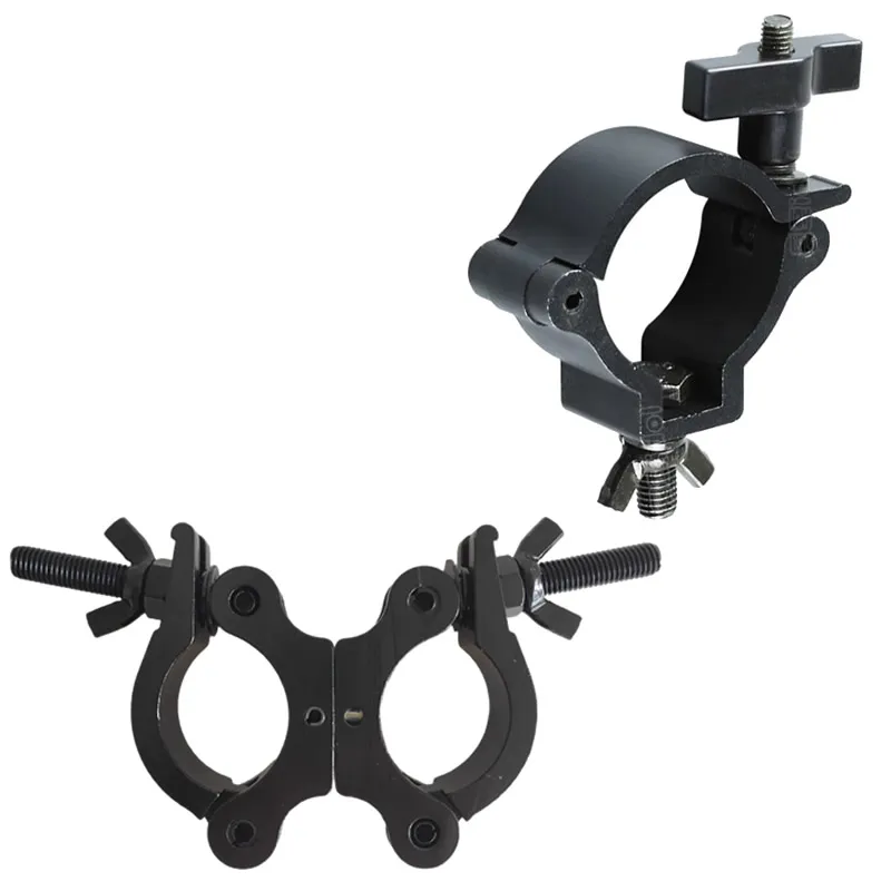 Black Lighting Clamp Aluminum Alloy Single Double Ring Buckle Swivel Coupler Clamp Shelf Connector for 18-51mm OD Tube