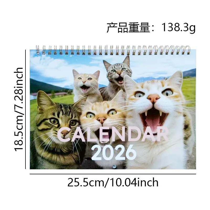 2026 Cats and Friends Wall Calendar Cute Cat Pattern Monthly Planner Home Decor Art Wall Hanging Calendar