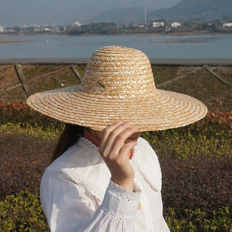 Wide Brim Breathable 100% Natural Wheat Straw Sun Hat Summer Outdoor Uv Protection Hat For Men Gardening Farming Work Custom Log