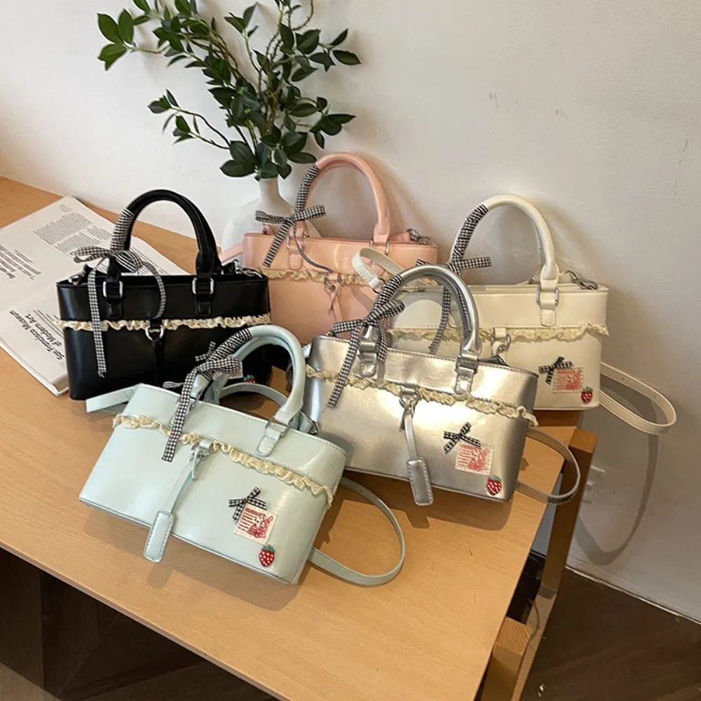 

Fashion Soft Woman Shoulder Bag Sweet Casual Crossbody Bucket Bag Pu Leather Bow Bandage Handbag Outdoor