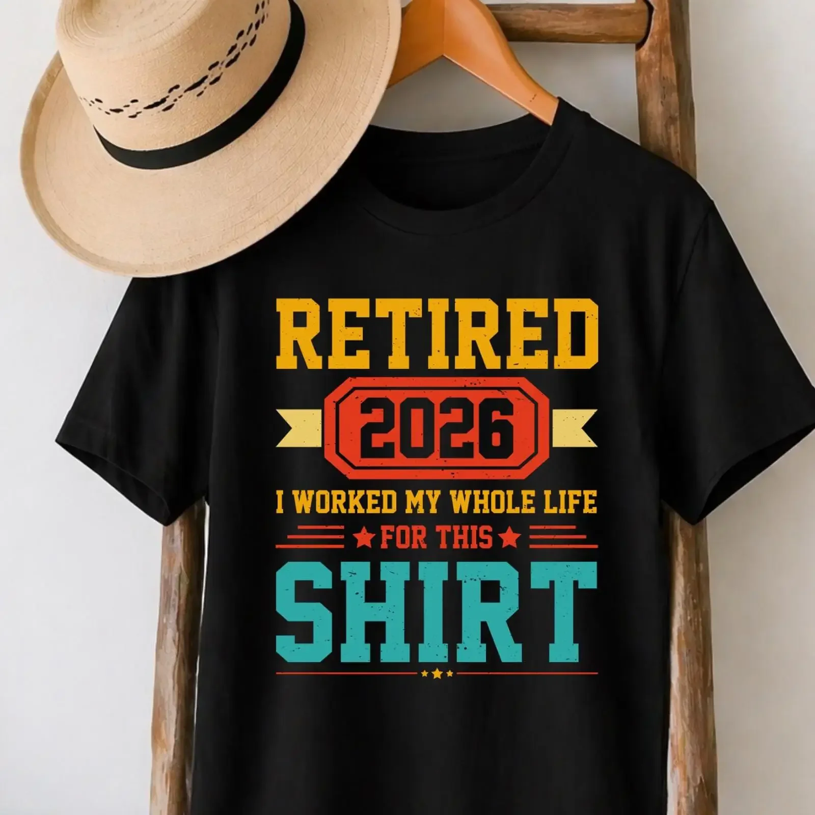 Retired 2026 T Shirt Funny Retirement I Worked My Whole Life vintage Washed Unisex fashion Comfortable Slightly Stylish Casual