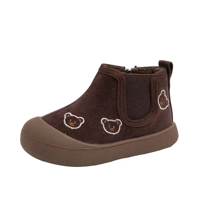 Botas para niños, botines con suela blanda para niñas, protección del dedo del pie, zapatos cálidos de algodón para niños, zapatos informales de invierno para niños, talla 22-31