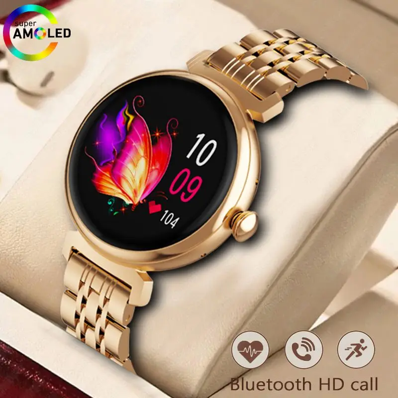 2024 New Women Smart Watch HD AMOLED Small Screen Bluetooth Calling  Resting Pointer Metal IP68 Waterproof Sport Mode Smartwatch