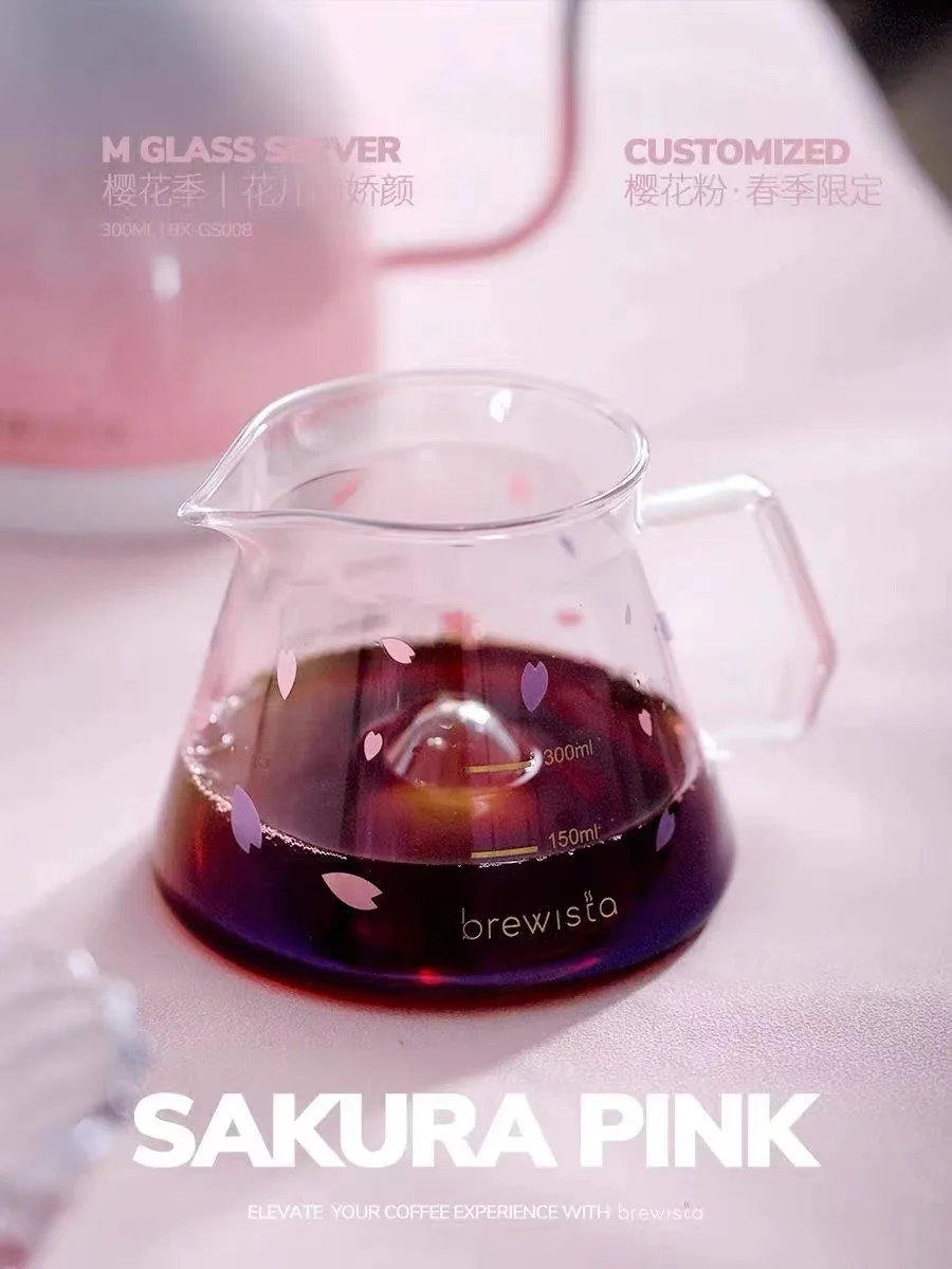 Brewista Cherry Blossom Pink Hill Share Pot 300ml Gradient Pink Hand Brewed Coffee Pods Single Jug