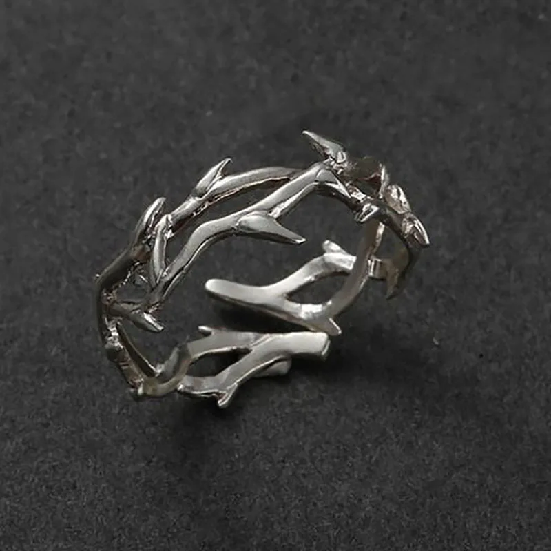 Vintage Ins Style Adherence Men's and Women's Rings with Branches, Thorns, Couples' Ring Gifts, Fashion and Personality