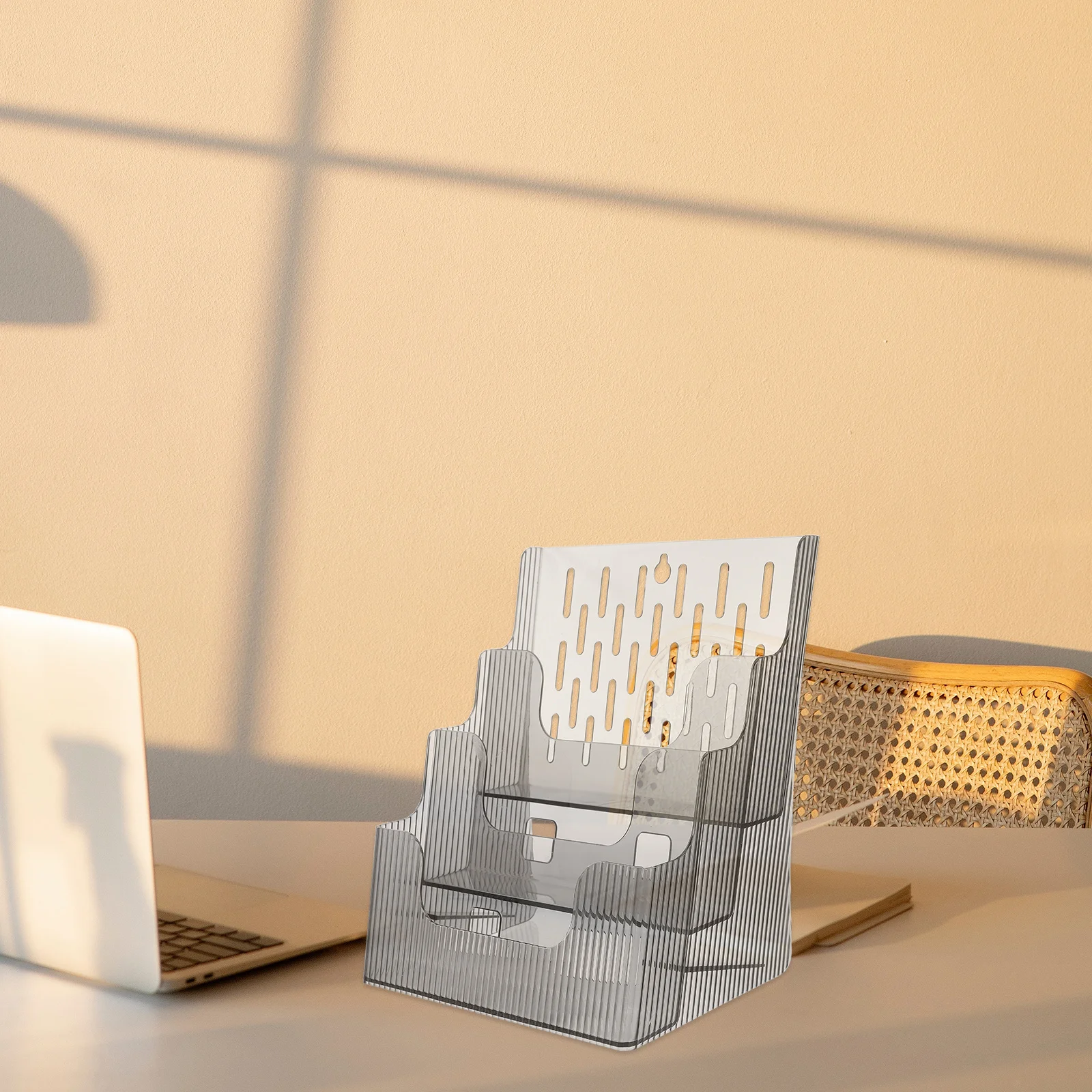 1pc File Organizer For Desk Clear Acrylic Magazine Holder Brochure Stand Desktop Document Rack Folder Storage Study Table