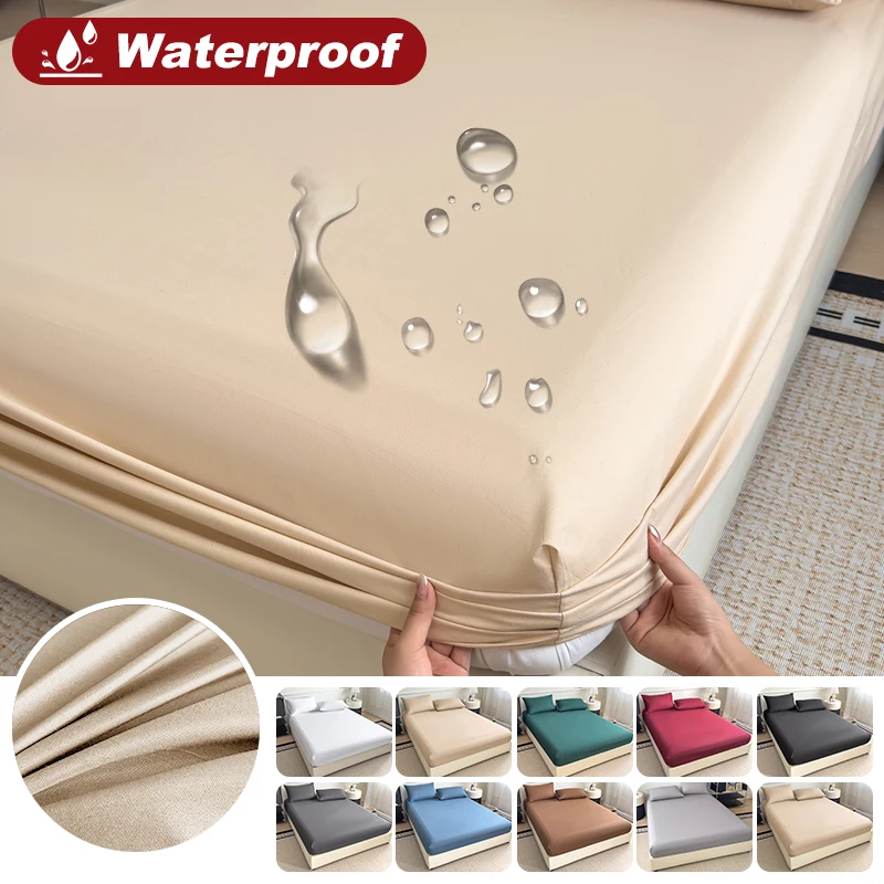 Wasserdichtes Baumwoll-Spannbettlaken mit elastischem Band, rutschfester, verstellbarer Matratzenbezug für Einzel-, Doppel-, King-Size- und Queen-Size-Betten, 150/180/200 cm