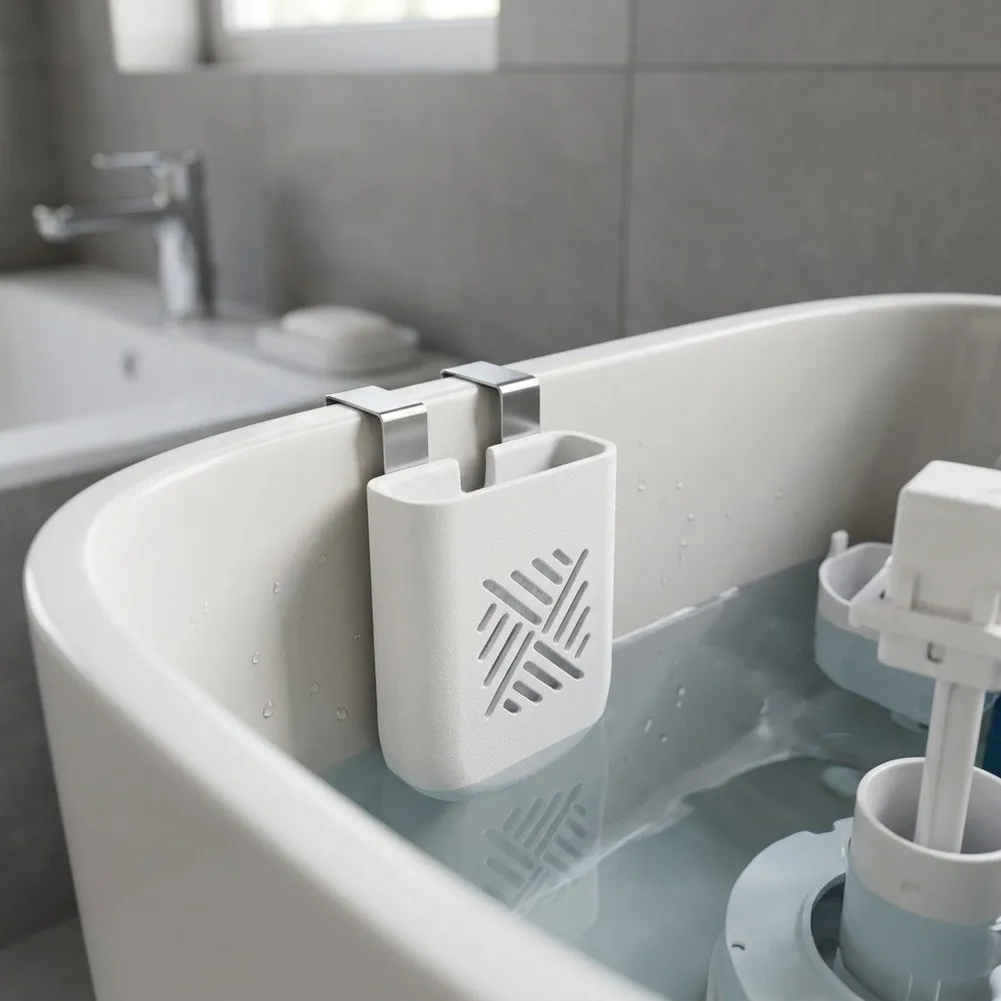 Plastic Toilet Tank Tablet Holder for Secure Placement of Bleach Blocks Ensures Consistent Cleaning Performance