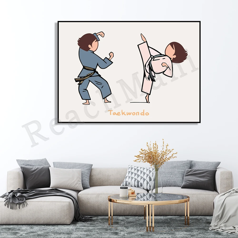 taekwondo art print, martial arts, kids taekwondo martial arts room wall decoration, karate art poster, taekwondo gift