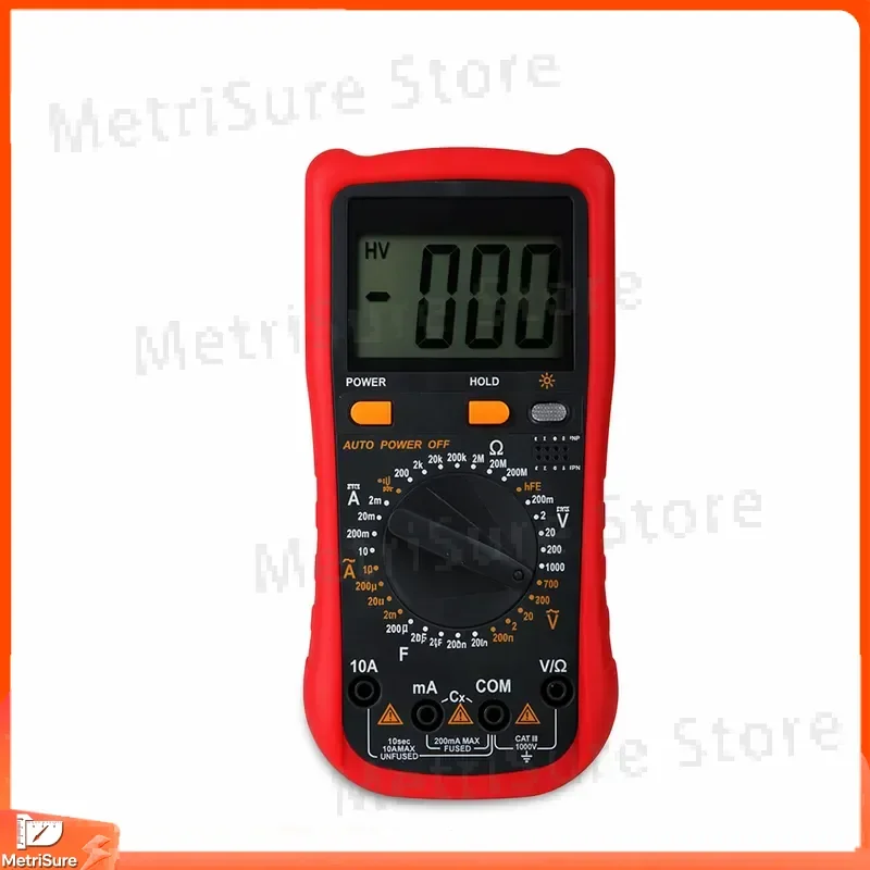 Digital Capacitance Meter Multimeter with Auto Range LCD Display Tester for Capacitor Testing Resistance Voltage Current