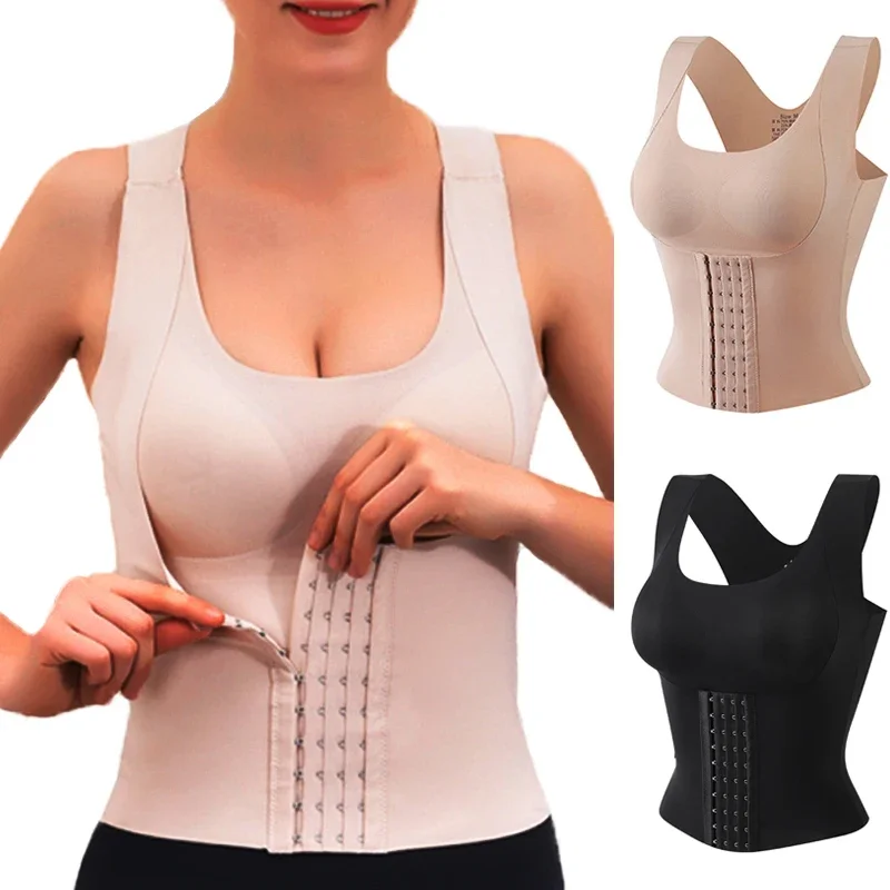 Tailletrainer Korset Shapewear Body Shaper Control Ondergoed Vrouwen Tanktop Met Pads Houding Correct Gordelvest