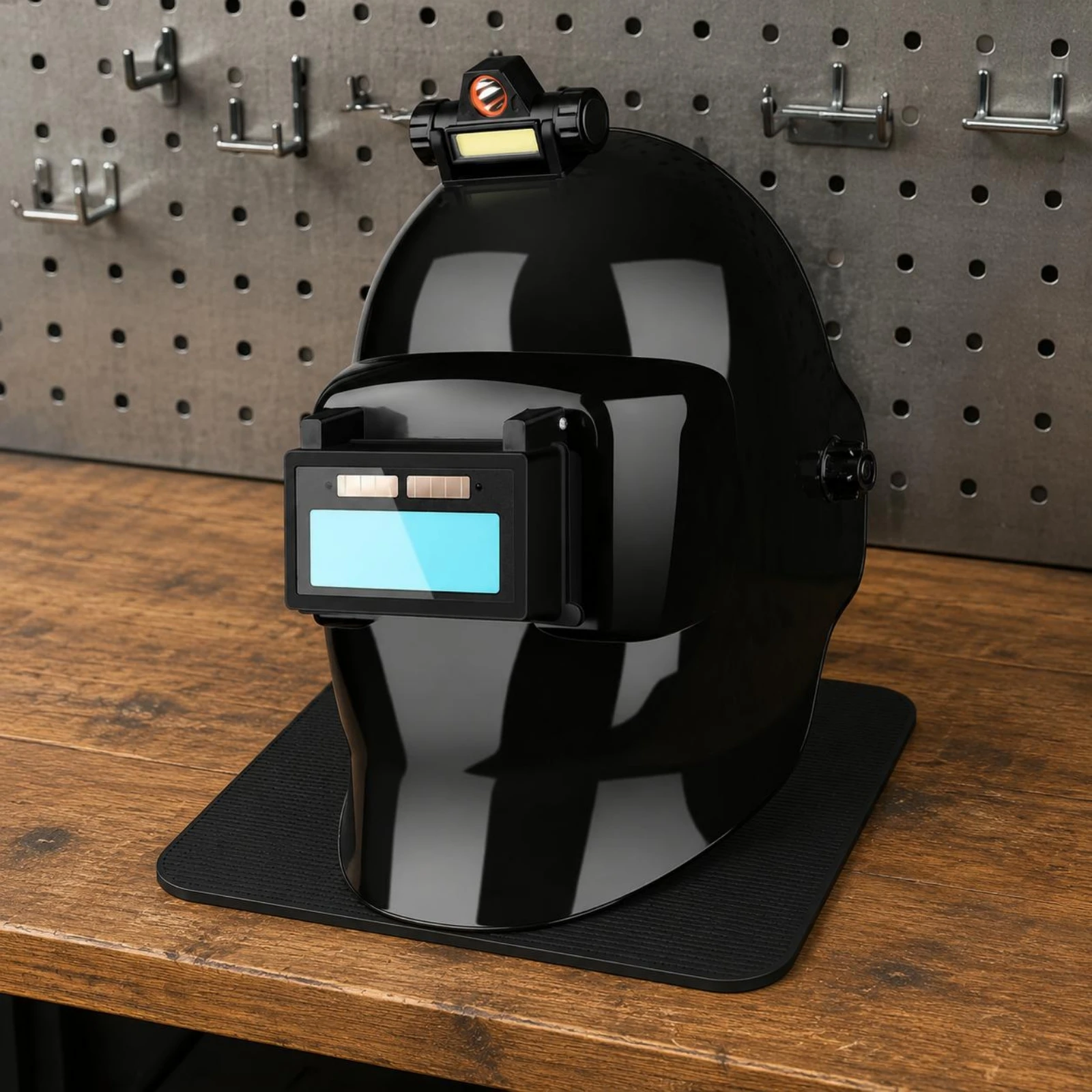 Soldering Helmet with Neck Guard Comfortable Headgear Head-Mounted Soldering Helmet Grinding Hood Heat Resistant Safety