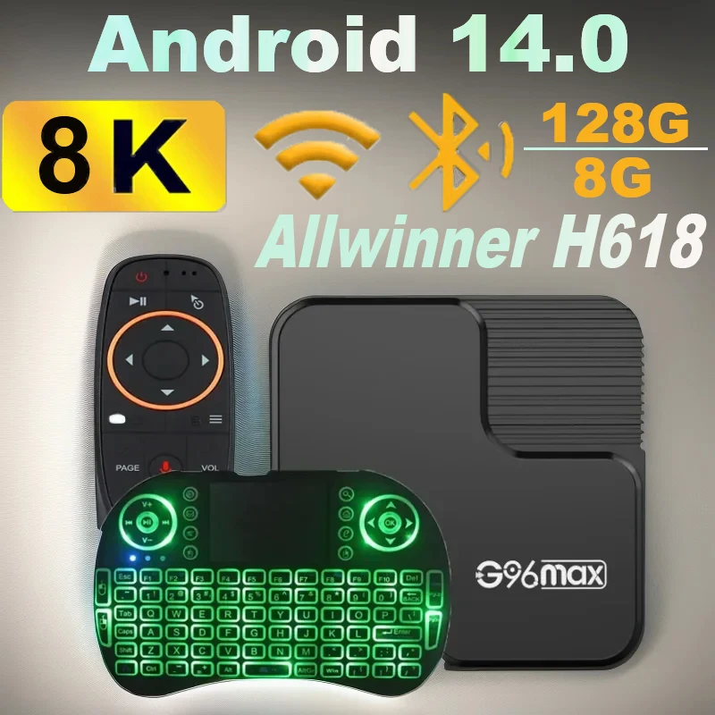 Android14 TV Box G96Max AllwinnerH618 128G Rom 8K 2.4/5.8G Dual Wifi BT5.0 Voice Youtube NETFLIX Media Player Google Set Top Box