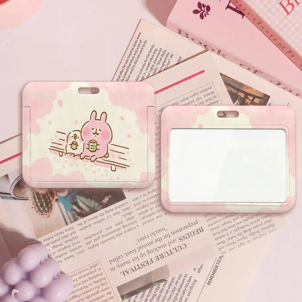 Cute K-Kanahei Rabbit Print Card Printed Tag Holder With Detachable Lanyard, Business Employee ID Card Holder