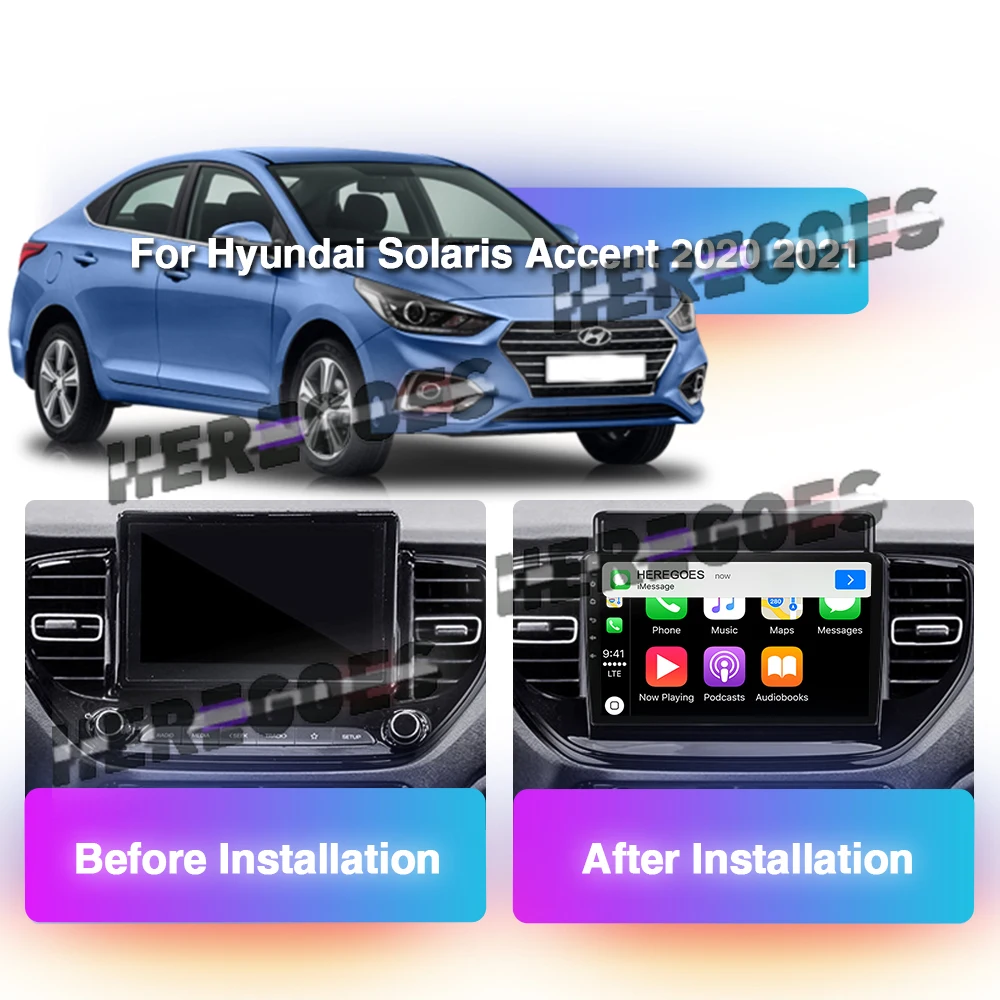 4G LTE CarPlay 2Din Android 11.0 Car Multimedia Video Player For Hyundai Solaris Accent 2 II 2020 2021 GPS Radio Stereo 8+128G