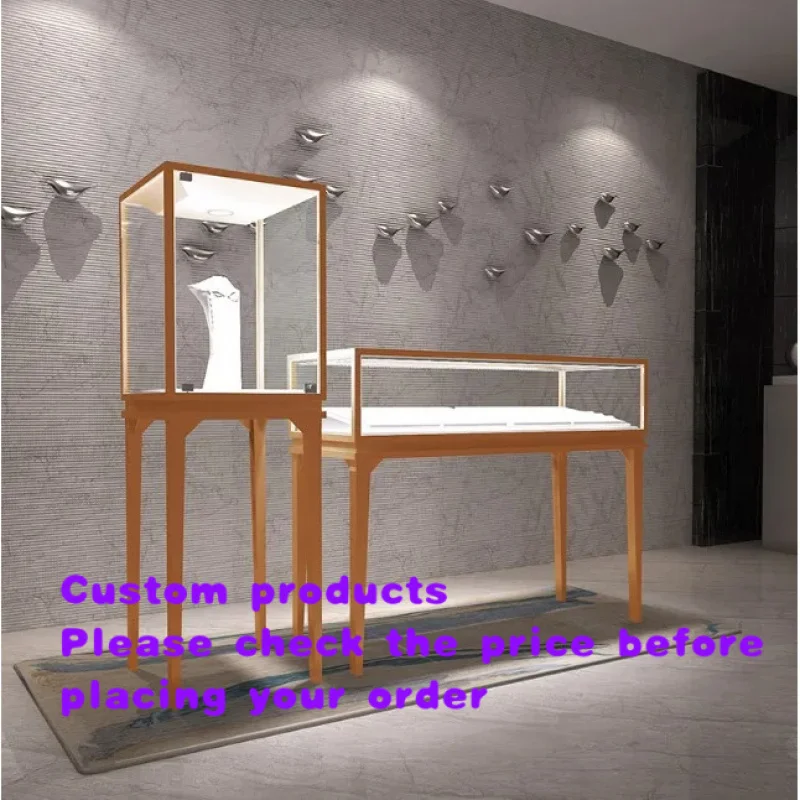 custom.Customized glass display cabinet jewelry, standard jewelry display cabinet with LED lights