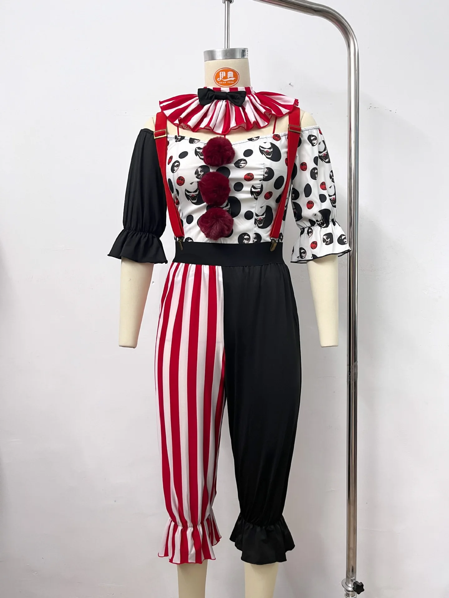 Familien-Clown-Kostüm-Set, gruseliges Horror-Clown-Outfit, Kleid, Overall, Halloween-Karnevalsparty, Bühnenkostüm – Detail 14