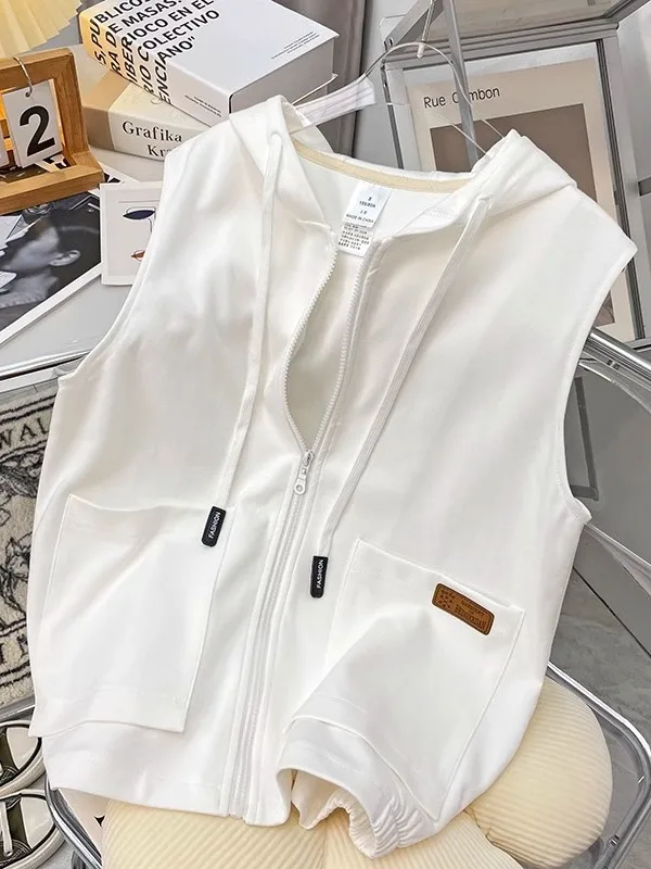 

Мужской летний тонкий жилет с капюшоном на молнии, корейский стиль, большой размер 300 Pou, модная повседневная верхняя одежда, легкий, дышащий