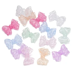 10pcs/lot Big bowknot Cracked Acrylic Beads Transparent Necklace Loose Spacer Beads For DIY Jewelry Making Bracelet Accessories