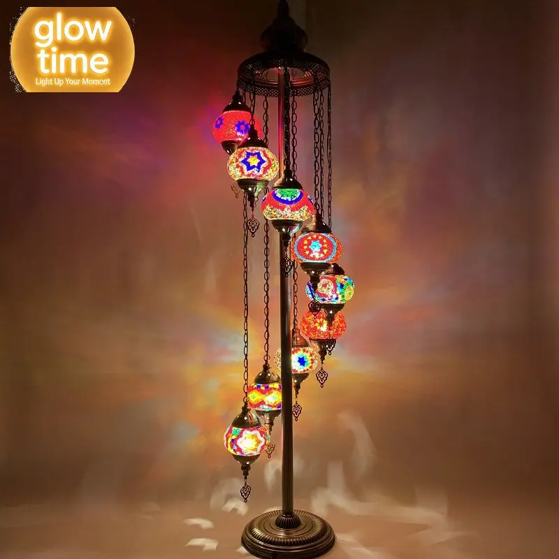Mediterranean Retro Living Room Bedroom Romantic Exotic Ethnic Style Handmade 9 Export Turkish Glazed Floor Lamp