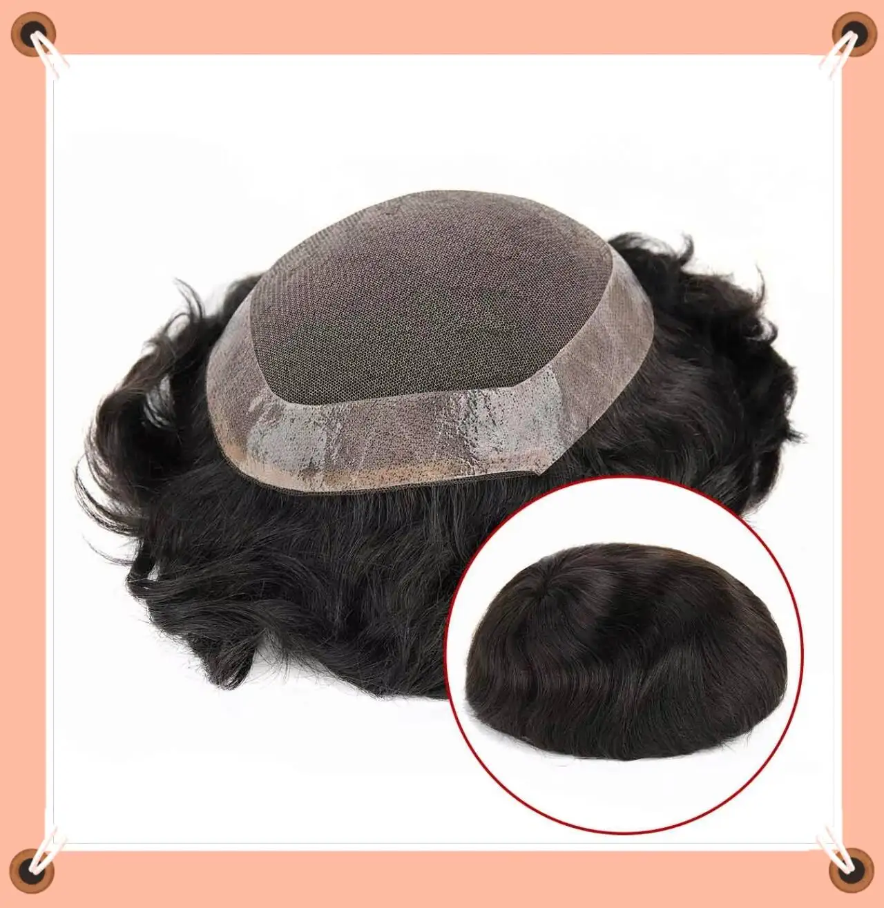 TUL19 French Lace Toupee PU Around Human Hair Hair Pieces Indian Remy Human Hair Toupee Mens Toupee Human Hair Piece for Mens