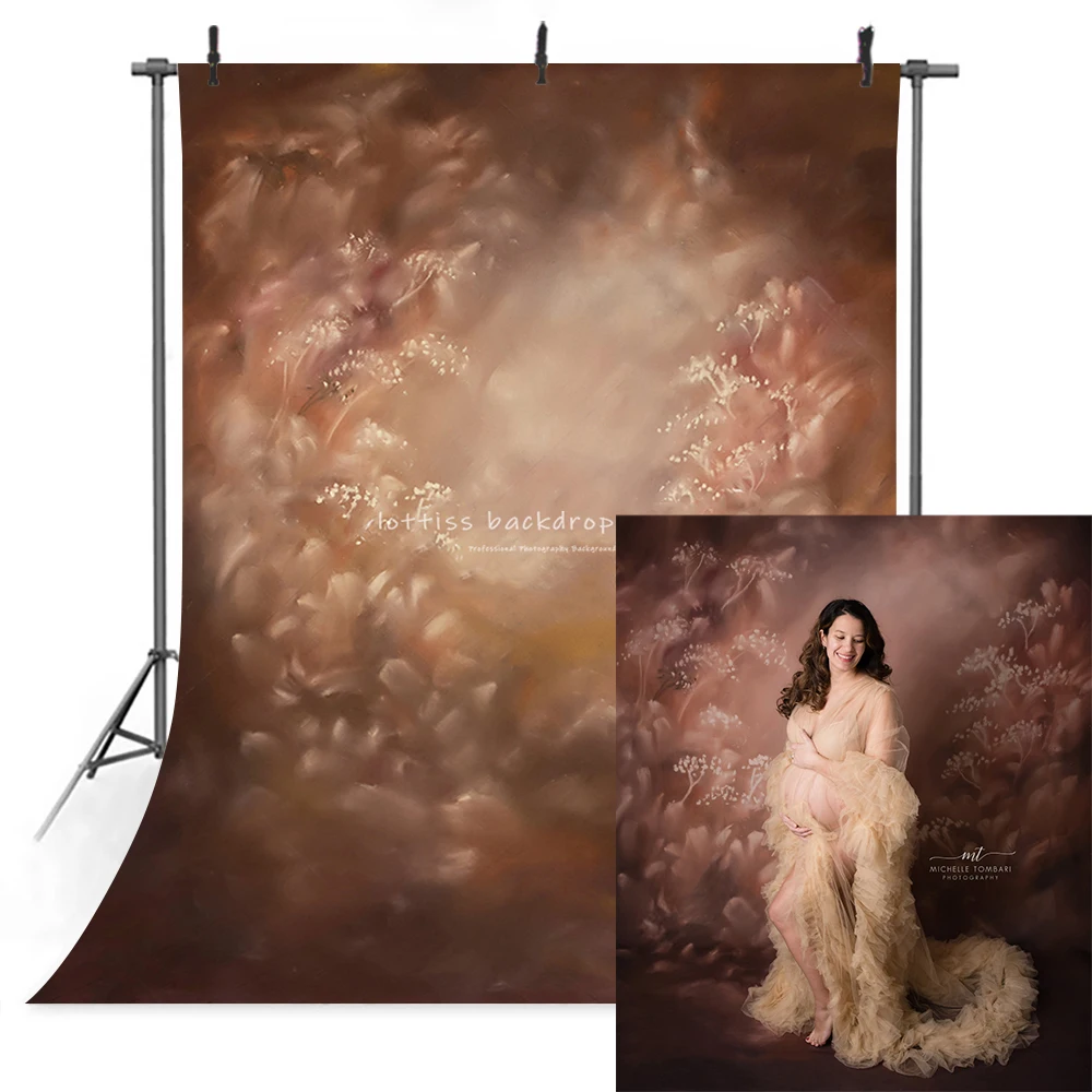 

Oil Painting Flowers Photography Backdrop Pregnant Baby Shower Photocall Professional Portrait Floral Background Props