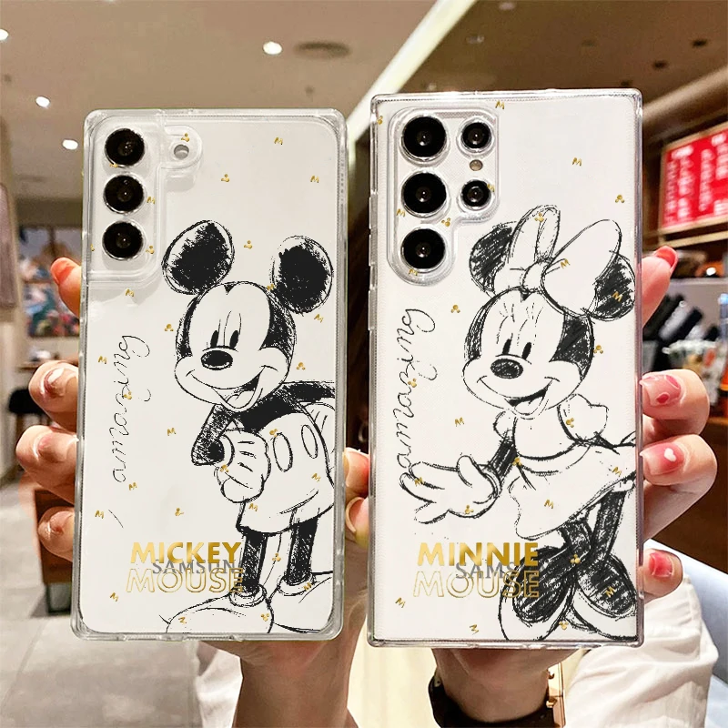 Disney Mickey Fashion Phone Case For Samsung S24 S23 S22 S21 S20 FE Ultra Pro Lite Plus Transparent Cover Soft