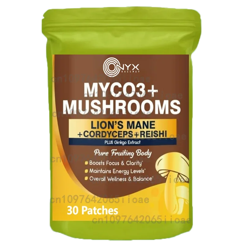 Lions Mushroom Cordyceps, Chaga, Reishi, Cola de Turquía, Maitake, Suplemento Shiitake, Parches Transdermicos Fabricados en EE. UU.