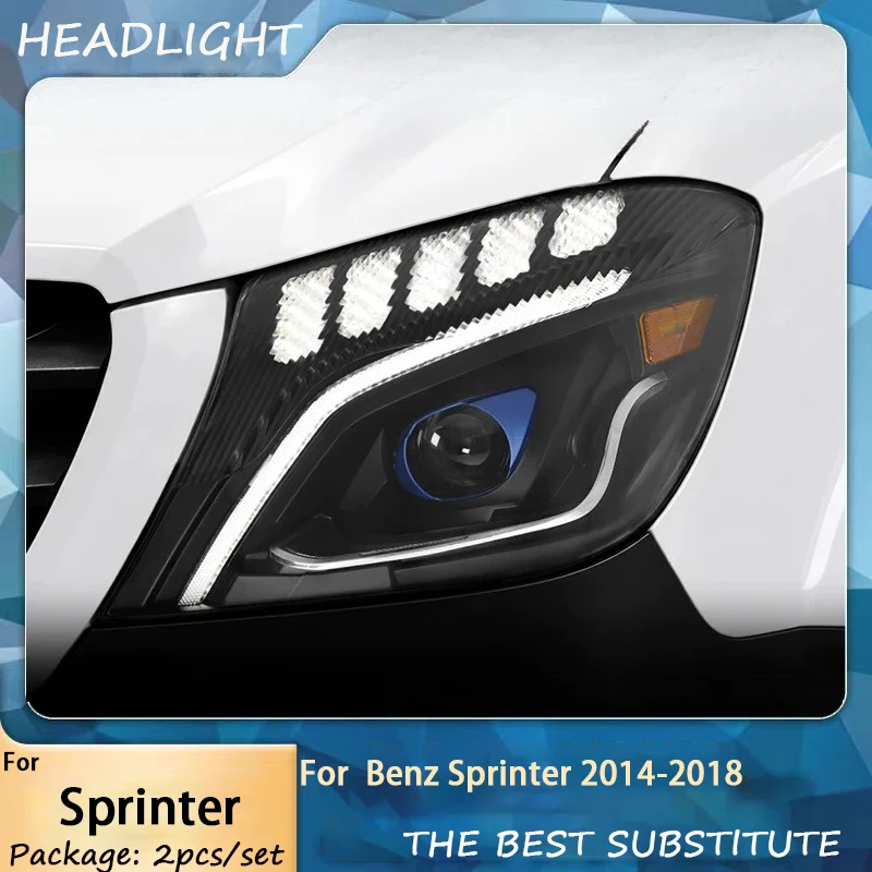 LED Headlights Assembly For 2014-2018 Mercedes-Benz Sprinter, LED Day Running Light Sequential Turn Signal Car Tools Accessories