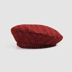 USPOP Red Beret Women Autumn Winter New British Retro Tweed Berets French retro beret