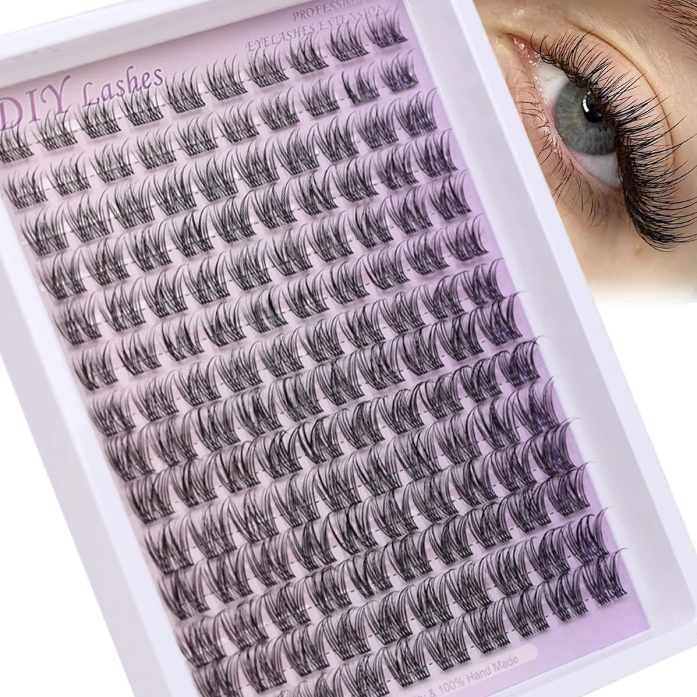 1 Box mit 140 Stück Wimpernbüschel-Set - 8-16mm Natürliche Wimpernverlängerung, Versteckte Streifen-Wimpernbüschel, Samt-Wimpernbüschel
