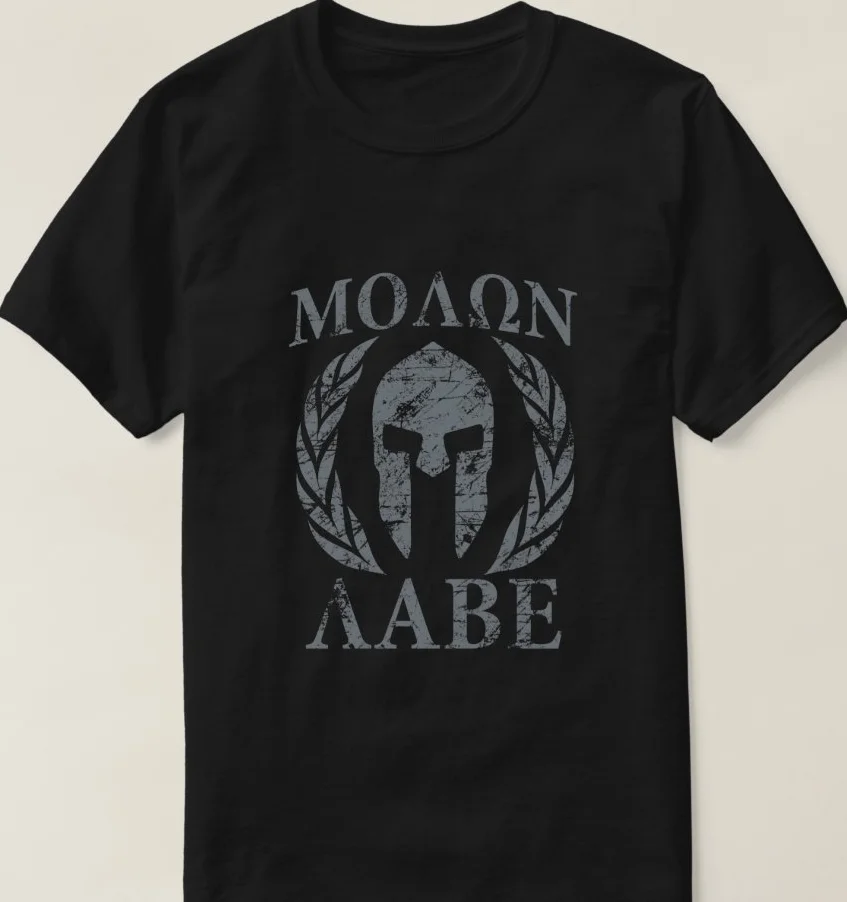 Molon Labe Spartan Warrior Armor Laurels Helmet T Shirt. Short Sleeve 100% Cotton Casual T-shirts Loose Top Size S-3XL