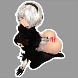 Nier Automata Waifu Anime GIrl Big Butt Round Sticker Vinyl Decal Bumper Sticker