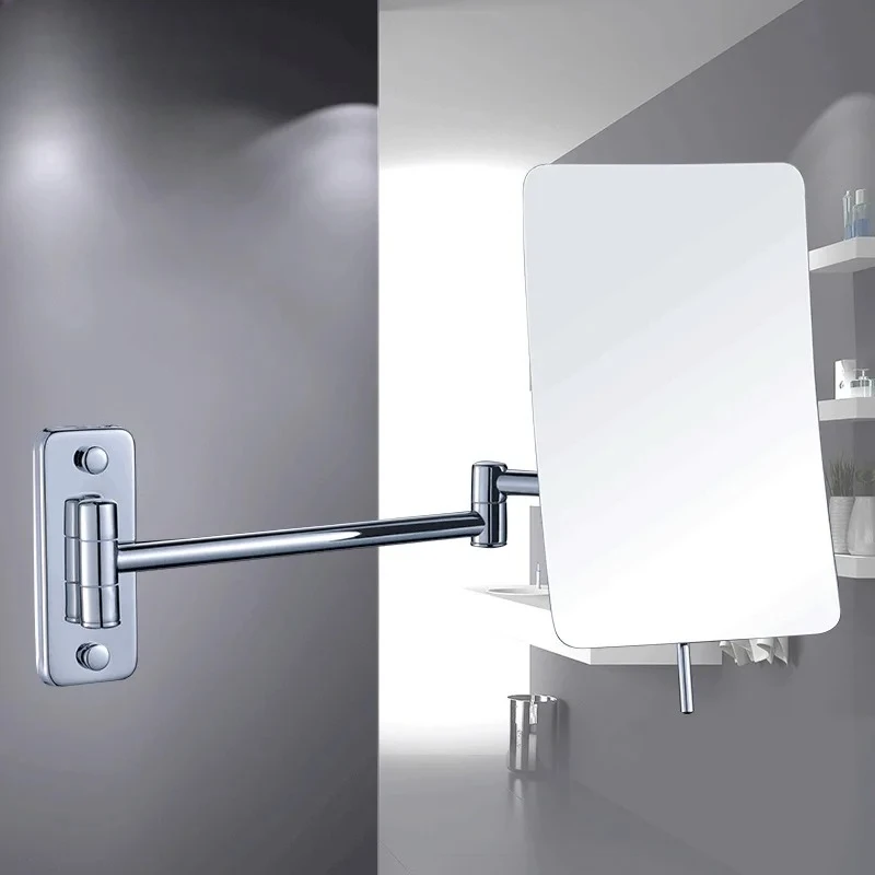 Bathroom square makeup mirror, bathroom high definition telescopic silver-plated mirror, Nordic creative makeup mirror