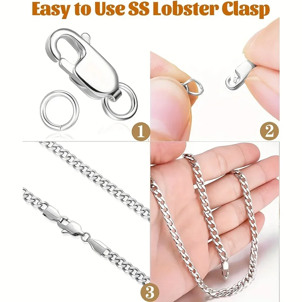 Karabinerverschluss mit geschlossenen Biegeringen, 18 Karat vergoldetes Silber, Halskettenverschlüsse und Verschlüsse für die Schmuckherstellung