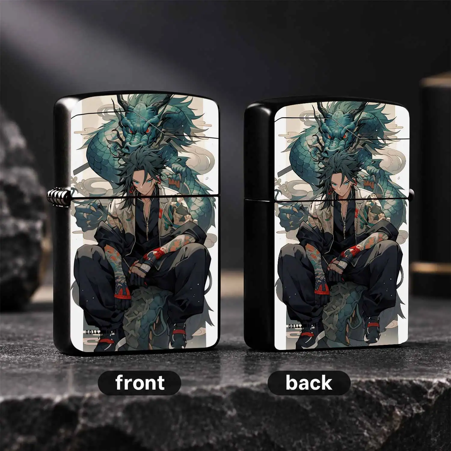 Stylish Dragon Pattern Anime Character Lighter, Exquisite Printed Traditionalazure Dragon Art, Portable Decorative Ignition Tool For Camping Home Decor, Unique Creative Gift For Collectors Daily Use Party Supplies A Humorous And Interesting