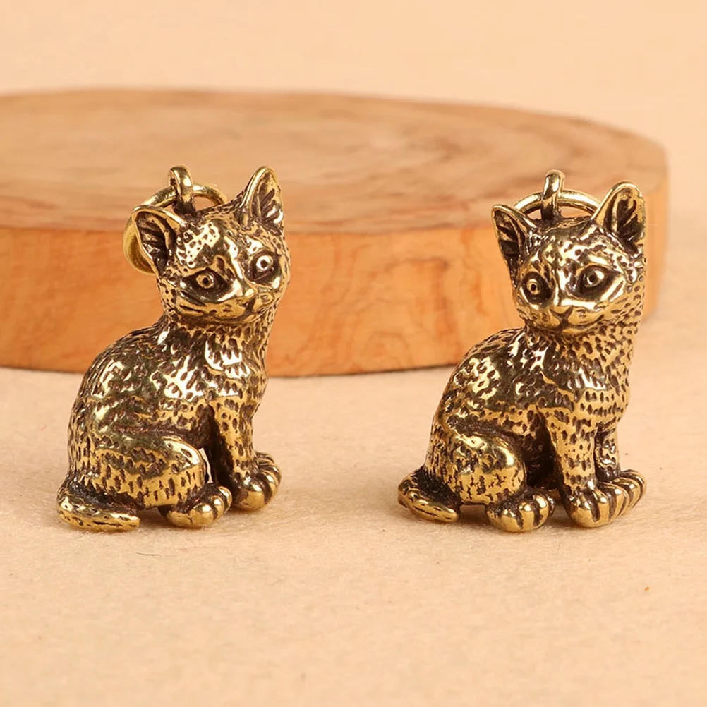 

4Pcs Small Brass Cat Charms Delicate Vintage Style Pendant for Handicraft Making Keyring Decor Finish Brass Pendants