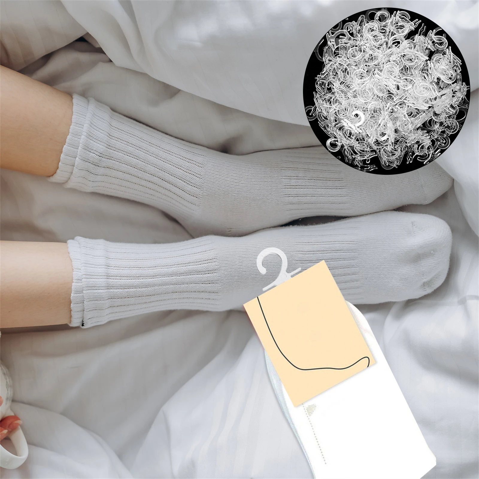 

300pcs Transparent Hooks For Socks Retail Sock Hanging Display Plastic Hangers Stocking Display Accessories Sock Hanger