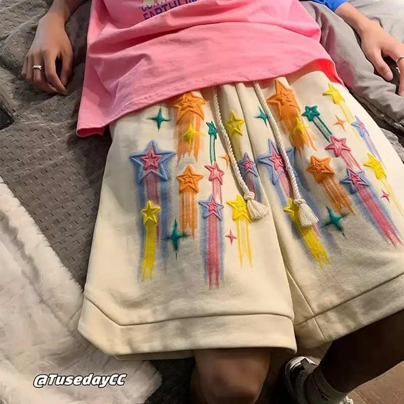 

Поп-модные свободные повседневные капри большого размера, модные летние шорты для студентов и молодежи, мужские спортивные брюки из пенопласта