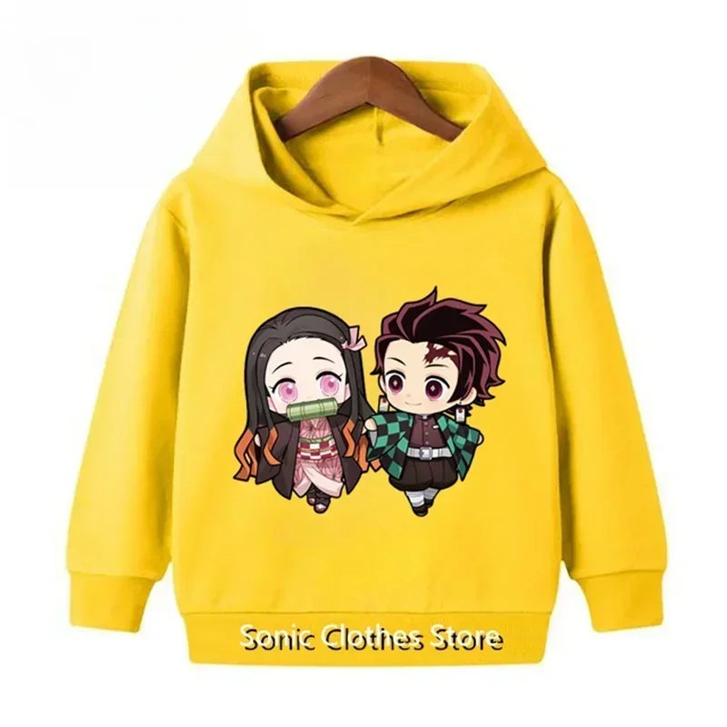 Abbigliamento per bambini Cappotto con cappuccio Bambini Ragazzi Ragazze Cartoon People Anime giapponesi Demon Slayer Stampa Bambino di età 3-12 Top casual