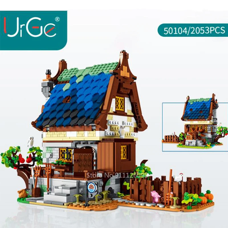 Urge Ideas The Medieval Town Stable MOC Modular Building Blocks City Street View Retro Cabin House Brick Set Toy Kid Gifts 21325