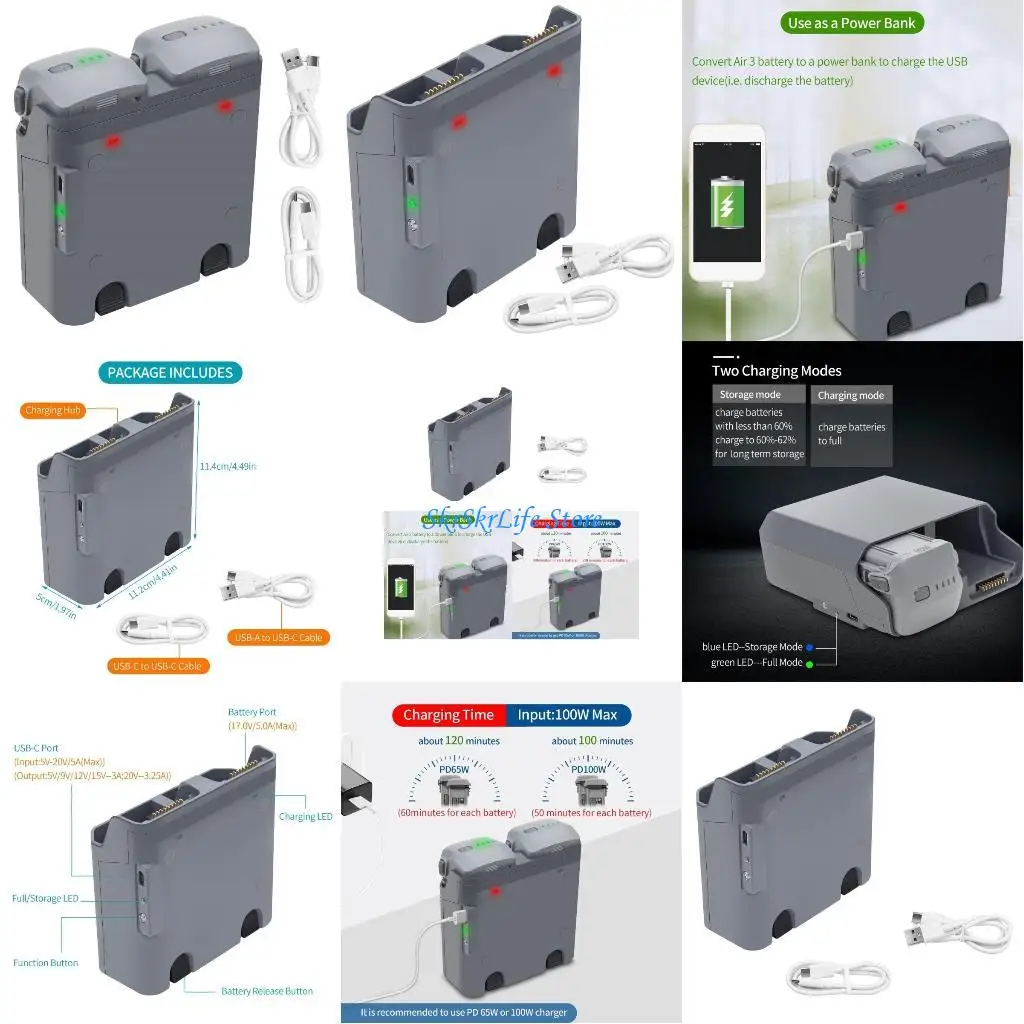 

E65E Intelligent Battery for Air 3 Battery 5V/9V/12V/15V-3A Type C Output