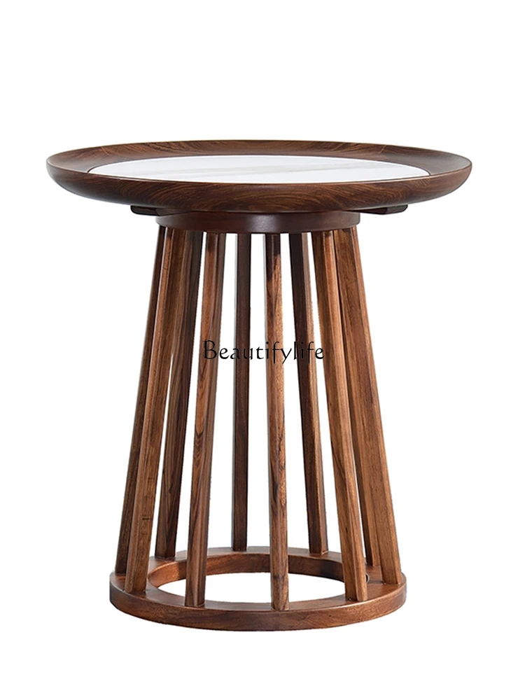 

New Chinese Style Solid Wood round Coffee Table Living Room Balcony Bedroom Leisure round and Square Small Table