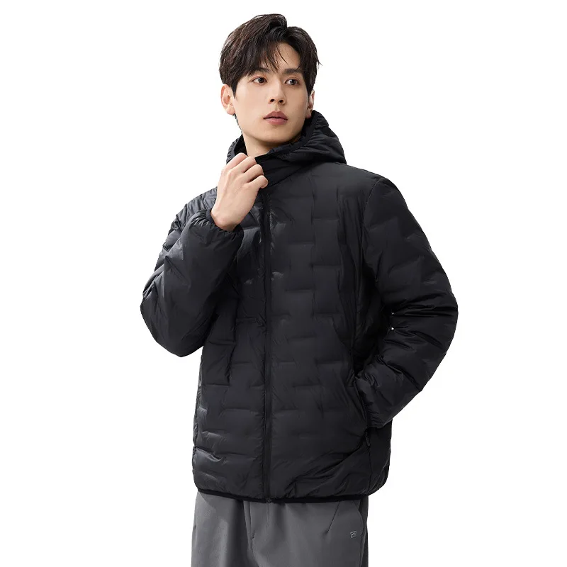Men Solid Color Casual Loose Zipper Hooded Parkas Autumn Winter 2026 New Fashion American European Male Daily Coats Clothes Tops