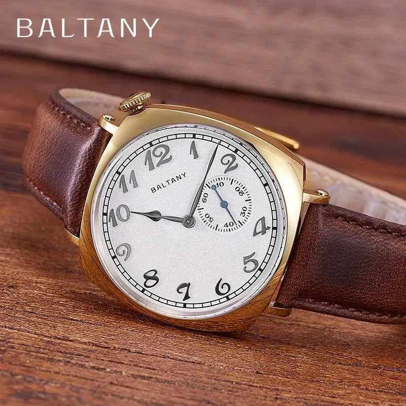 Baltany 1921 automatyczny mechaniczny męski kwadratowy zegarek ST1701 skóra ze stali nierdzewnej wodoodporny 5Bar moda Casual reloj hombre