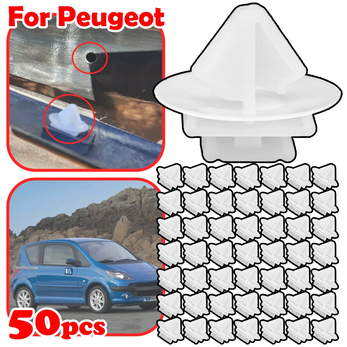 

50 шт., раструбная накладка на переднюю колесо автомобиля, зажимы для молдинга Peugeot, зажимы для молдинга 71775718 856540, пластиковая застежка