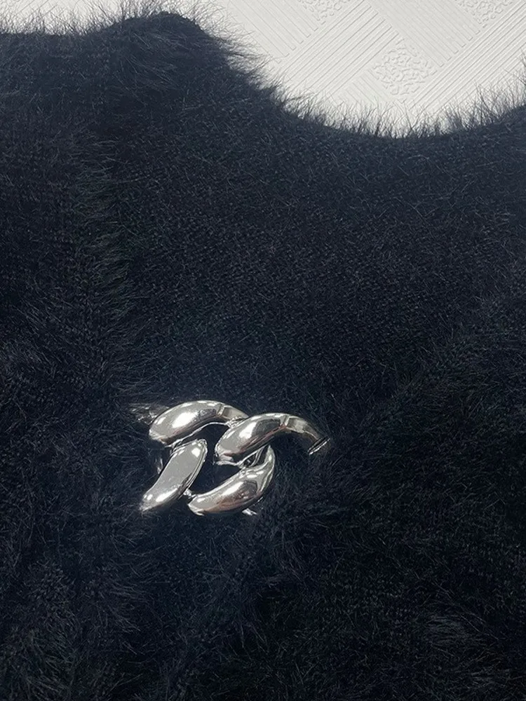 2025 herbst Frauen Rüschen Pullover Langarm Gestrickte Bodenbildung Schwarz Pullover Frauen Casual Pullover Winter Jumper Sueter Mujer